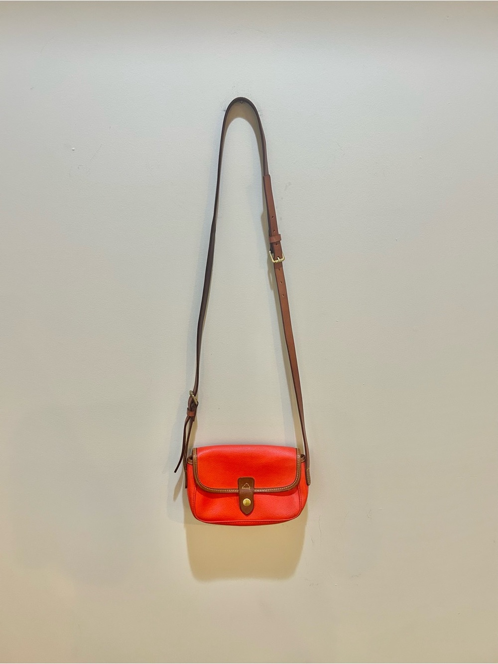 Dooney & Bourke Red Eva Pouchette Leather Crossbody Shoulder Bag, Adjustable